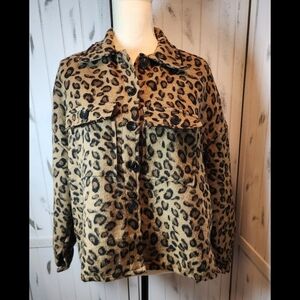 Leopard Print Button-Up Jacket
